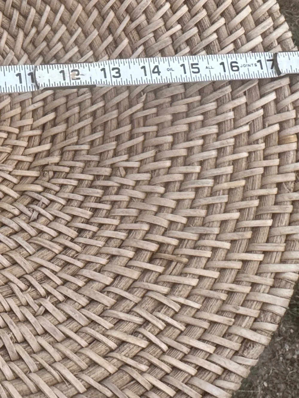 Woven Rustic Decorative Basket Tray in Natural Beige w/ Black Metal Legs